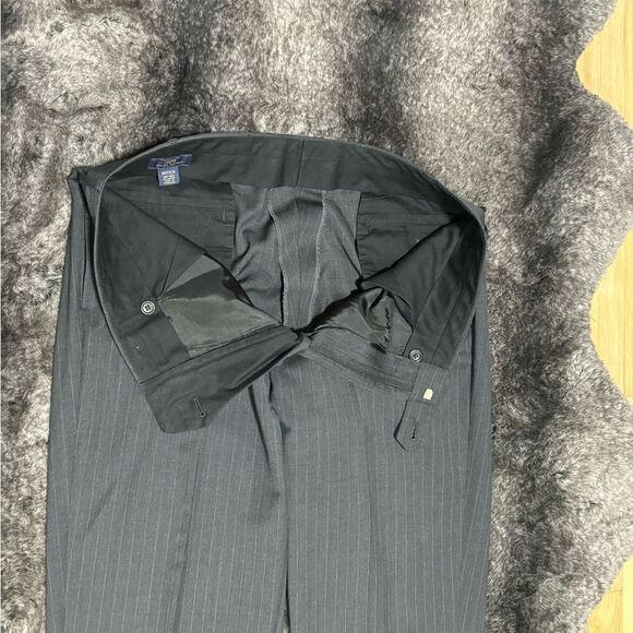 Brooks Brothers Stretch Mens W37 L28 Grey Wool Blend Striped Dress Pants - Picture 4 of 8